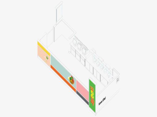 Detailed CAD section drawing for retail kiosk