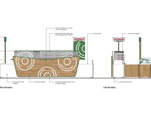 Detailed CAD section drawing for retail kiosk