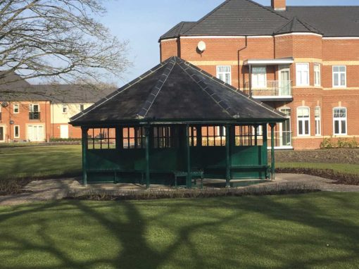 Timber pergola structure installed in public park